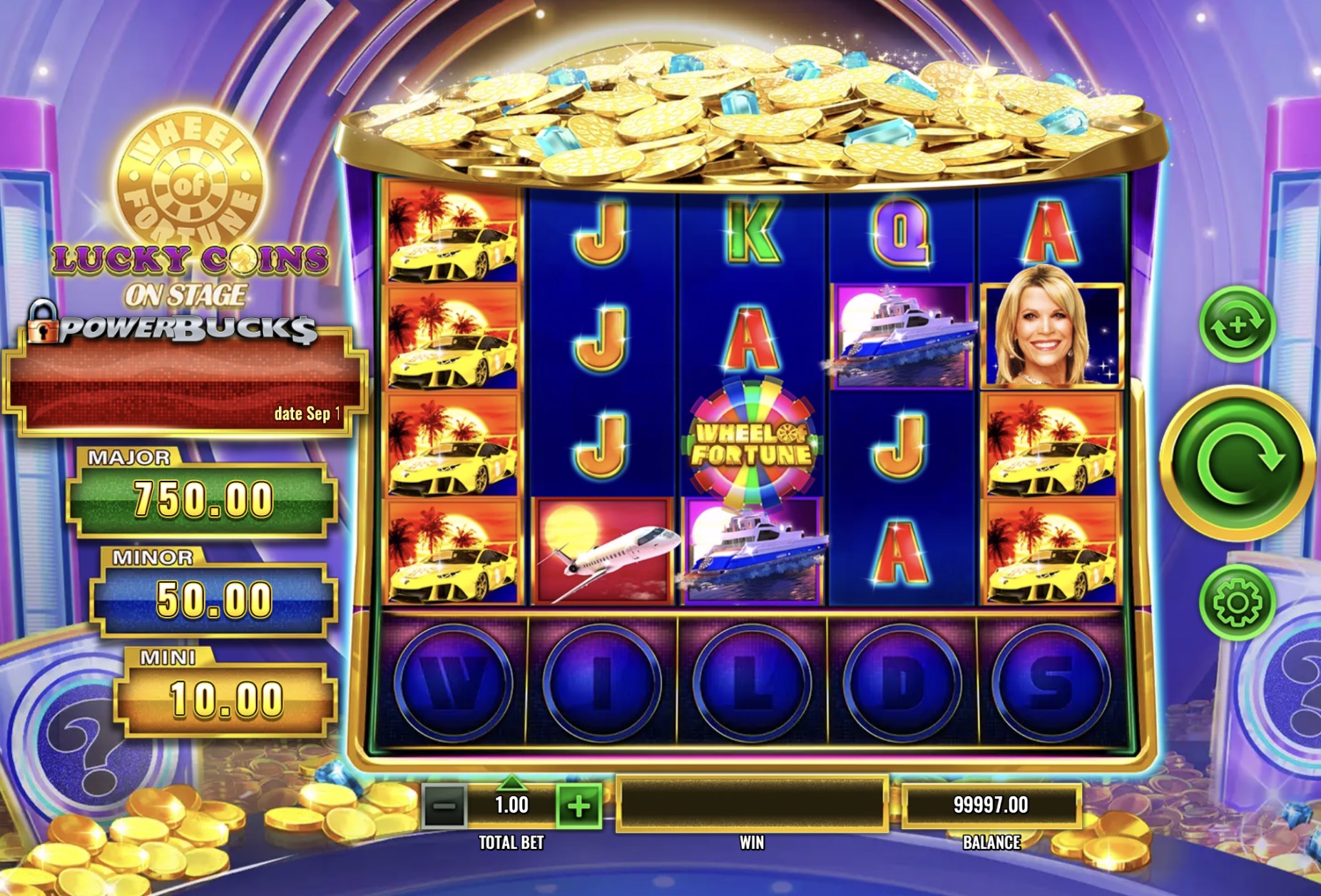   PowerBucks Wheel of Fortune Lucky Coins On Stage  IGTech  1GO asino